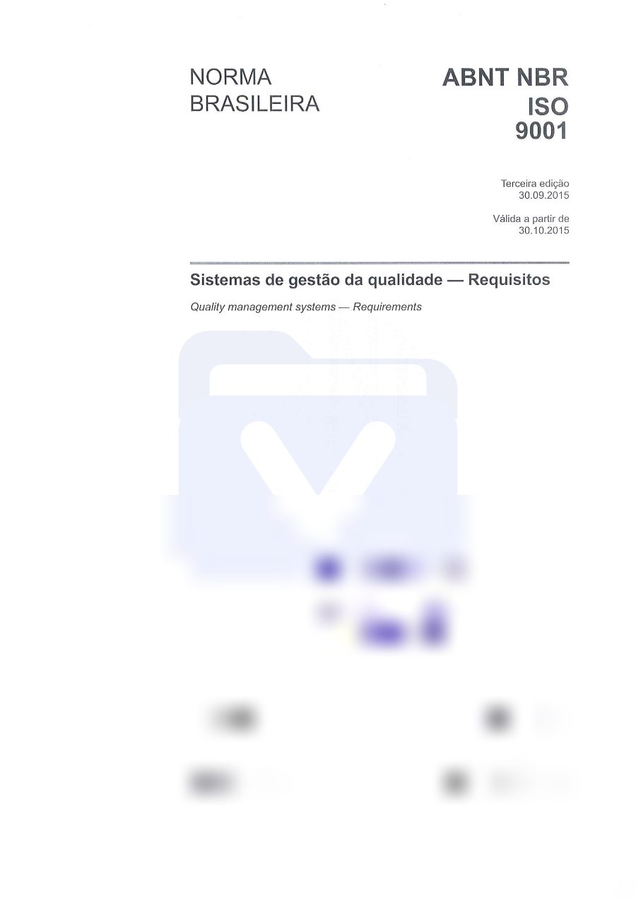 Primeira página: Norma ISO 9001-2015