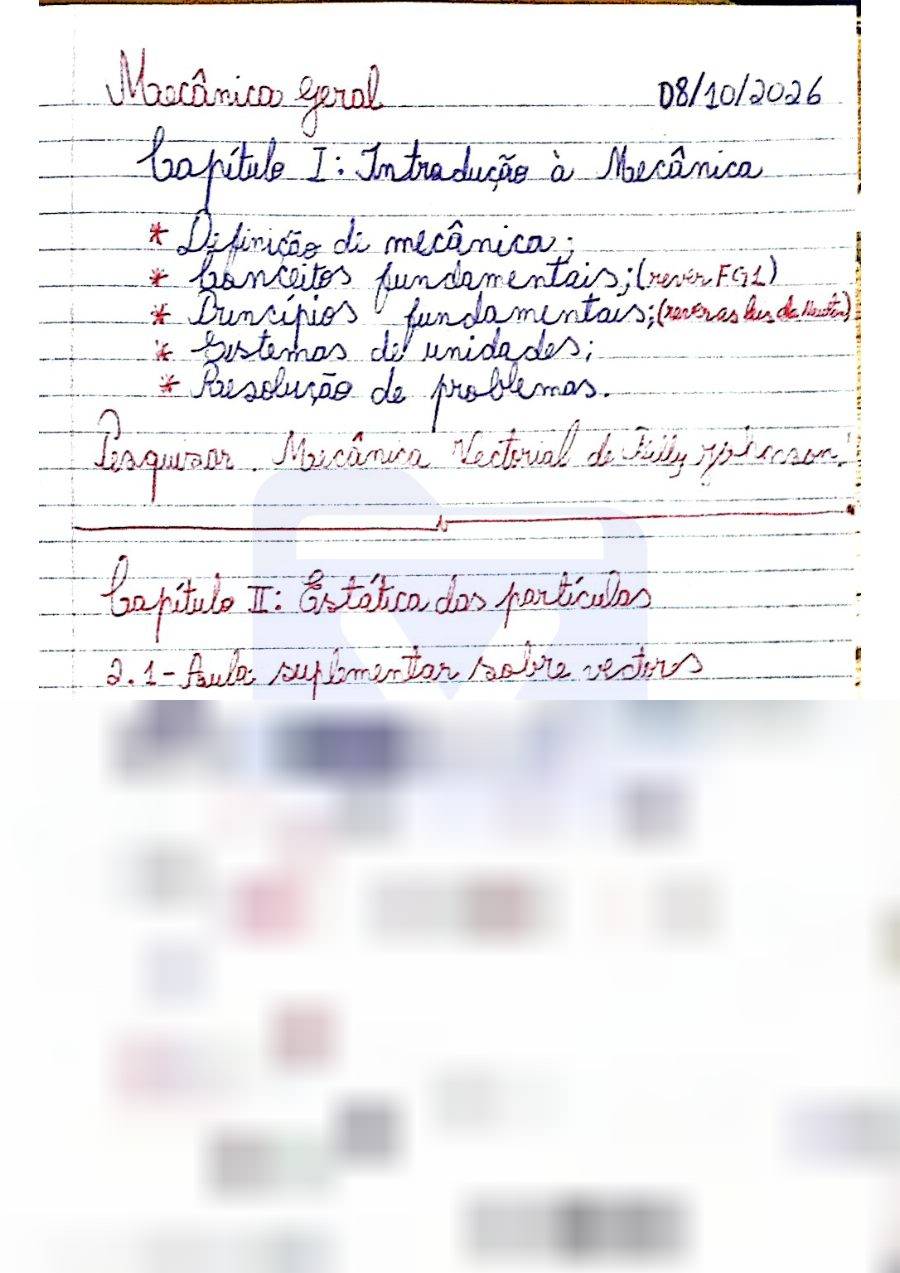Primeira página: Resumo de Geometria Analítica
