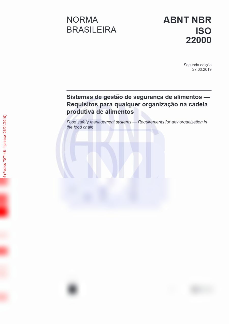 Primeira página: Norma ISO 22000-2019