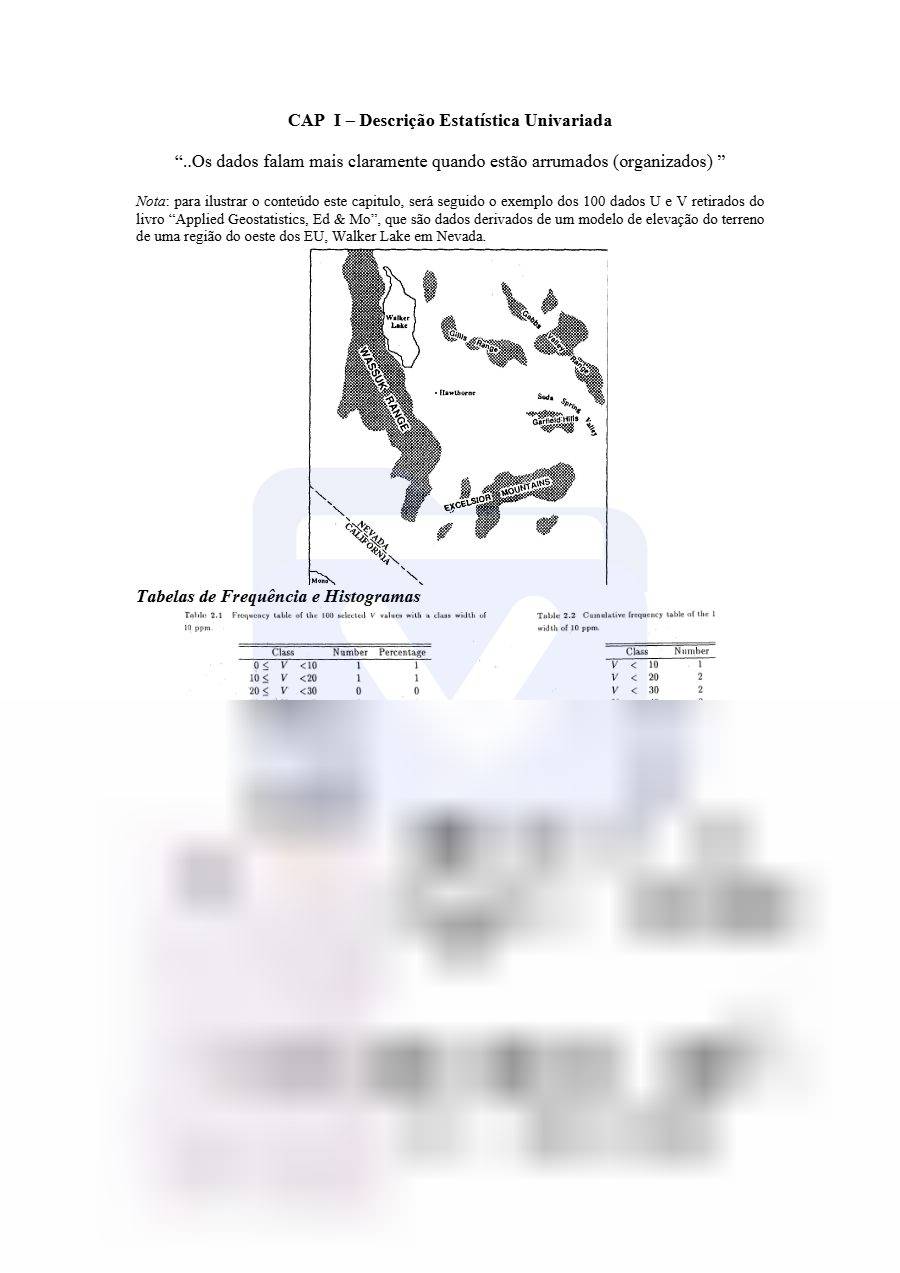 Primeira página: Sumários Estatisticos