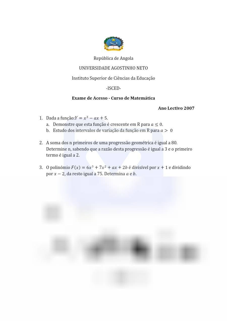 Primeira página: Testes de admissão aos ISCEDs - Instituto Superior de Ciências da Educação - 2008