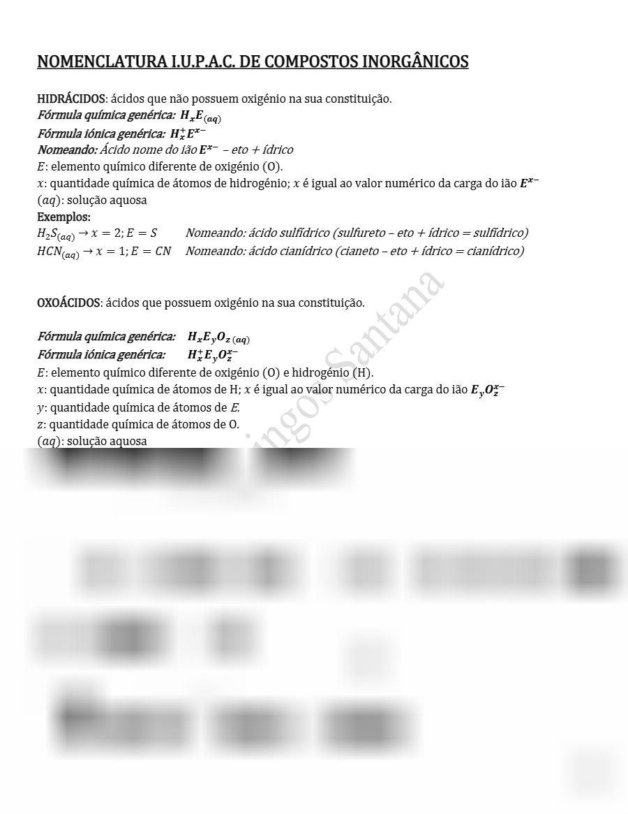 Primeira página: Resumo de Química Geral: nomenclatura IUPAC dos compostos inorgânicos · ISPTEC